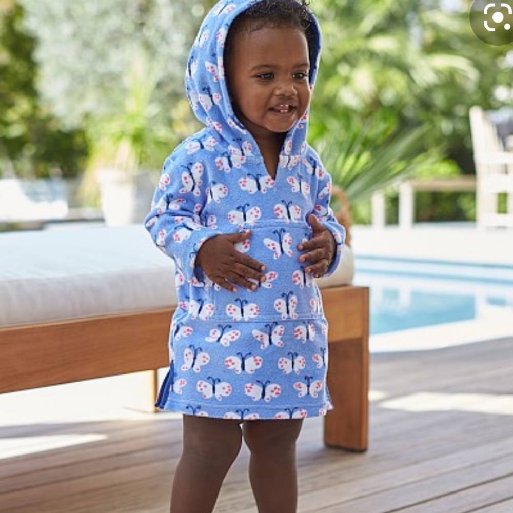 Pottery Barn Kids Light Blue Butterfly Hooded Swim Coverup